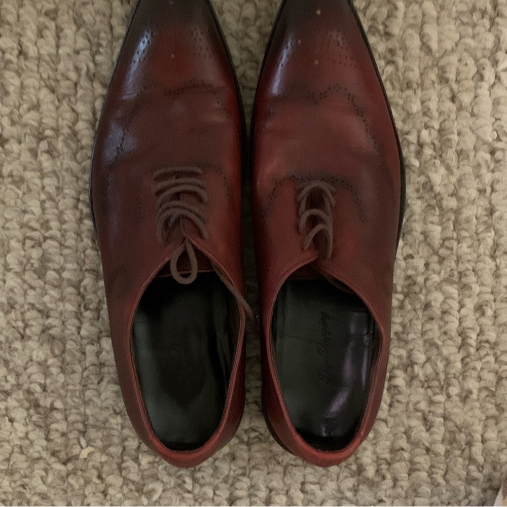 Men's Classic Burgundy Leather Dress Shoes, Size 12